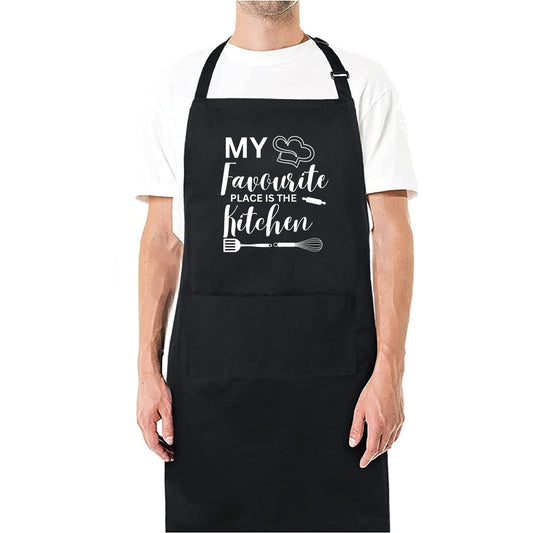 My Favourite Place Is The Kitchen Funny Aprons for men Printed Apron Gift for Her Chef Apron Kitchen Apron BBQ Apron Gift Baking Apron Father Day Gift - Top Tee