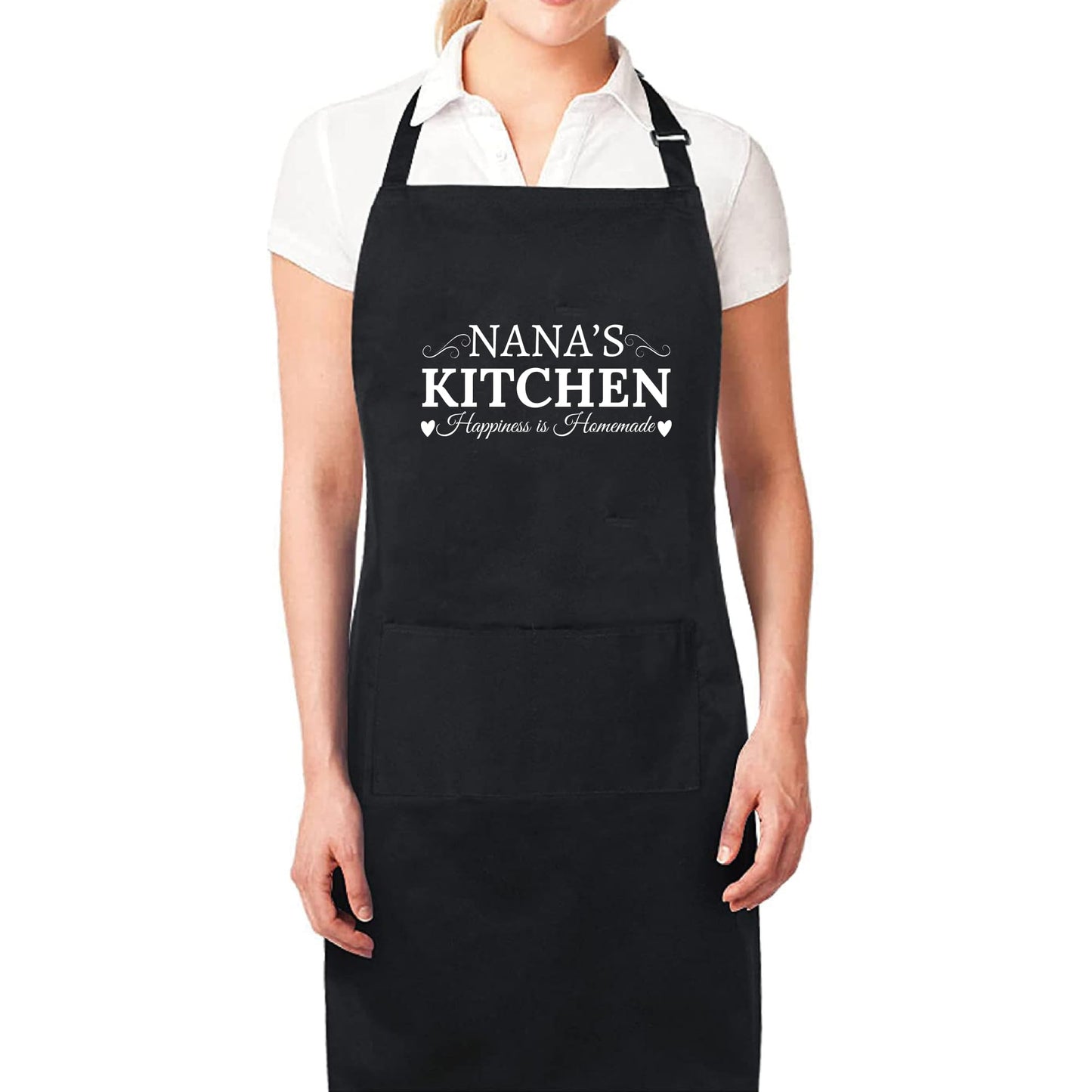 Nanas Kitchen Happiness is Homemade Funny Aprons for Womens Granny Aprons Gift for Him Her Chef Apron Kitchen Apron BBQ Apron Grill Apron Mother Day Gift Black Apron