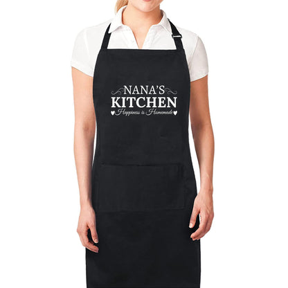 Nanas Kitchen Happiness is Homemade Funny Aprons for Womens Granny Aprons Gift for Him Her Chef Apron Kitchen Apron BBQ Apron Grill Apron Mother Day Gift Black Apron