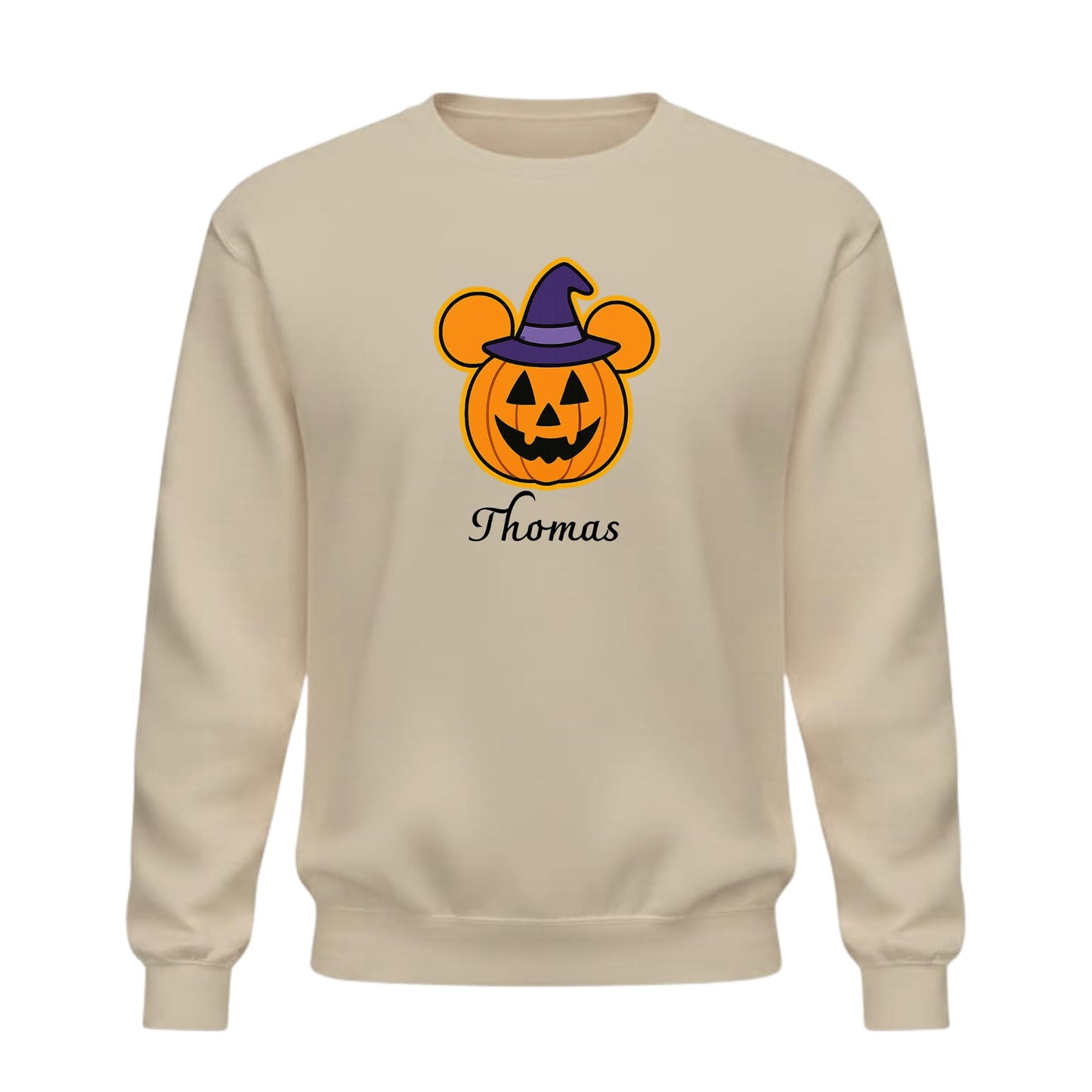 Be Buz Personalized Halloween Pumpkin Sweatshirt – Custom Name Printed Crewneck Pullover for Men and Women – Spooky Trick or Treat Sweatshirt - Top Tee