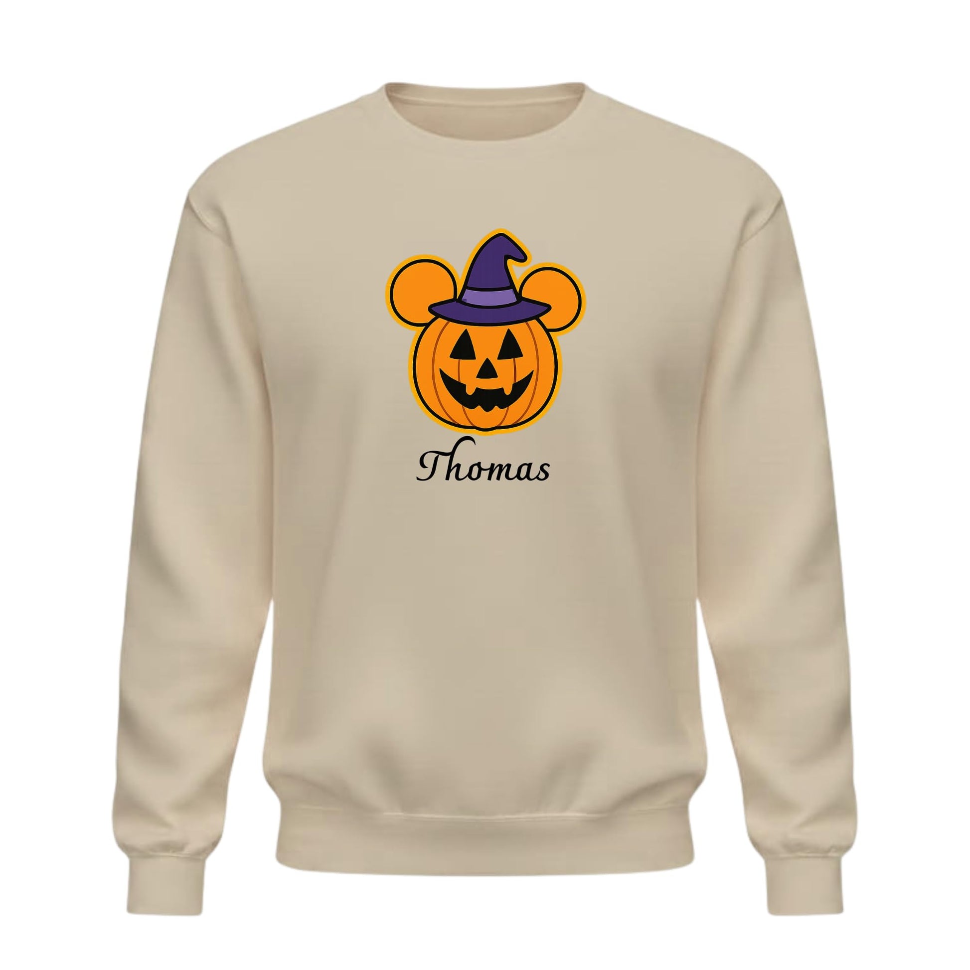 Be Buz Personalized Halloween Pumpkin Sweatshirt – Custom Name Printed Crewneck Pullover for Men and Women – Spooky Trick or Treat Sweatshirt - Top Tee