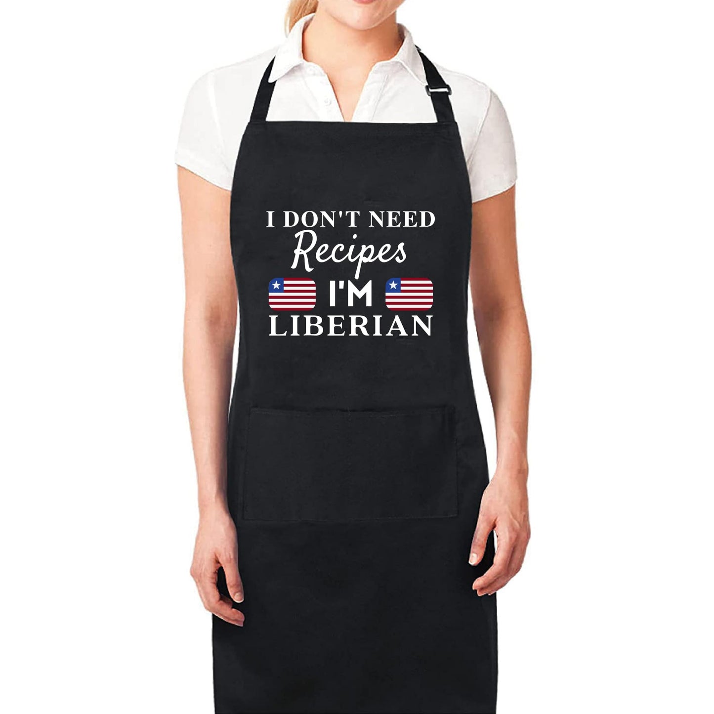 I Don't Need Recipes, I'm Liberian Adjustable Long Apron with two Pockets Chefs Home Cooks Baking Cooking Kitchen Grilling and BBQ Apron gift for him her