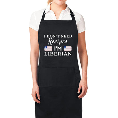 I Don't Need Recipes, I'm Liberian Adjustable Long Apron with two Pockets Chefs Home Cooks Baking Cooking Kitchen Grilling and BBQ Apron gift for him her