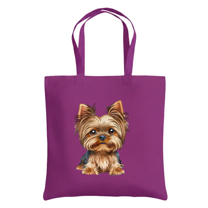 Be Buz Yorkshire Terrier Dog Tote Bag – Cotton Reusable Bag for Dog Lovers and Pet Owners – Cute Yorkie Lover Gift Bag for Women and Everyday Use