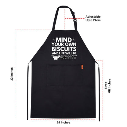 Mind Your Own Biscuits And Life Will Be Gravy Funny Aprons for men Printed Apron Gift for Her Chef Apron Kitchen Apron BBQ Apron Gift Baking Apron Father Day Gift