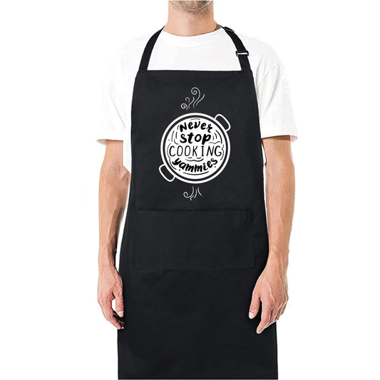 Never Stop Cooking Yammies Funny Aprons for men Printed Apron Gift for Her Chef Apron Kitchen Apron BBQ Apron Gift Baking Apron Father Day Gift - Top Tee