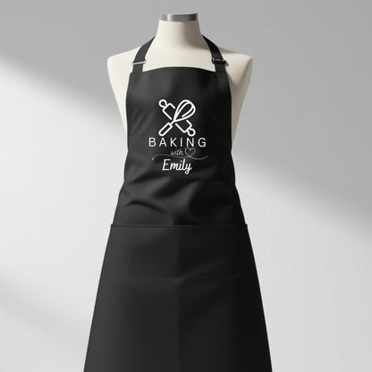 Baking Apron with Custom Name Apron for Baking, Cooking, and Grilling Custom Baking Apron with Adjustable Straps and Two Pockets Personalised Aprons Gift for Him Her Aprons for Women