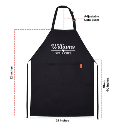 Sous Chef Apron Personalised Chef Aprons Grill Apron Gift for Him Her Aprons for Mens and Womens Dad Apron Kitchen Apron BBQ Apron Father Day Gift Black Apron