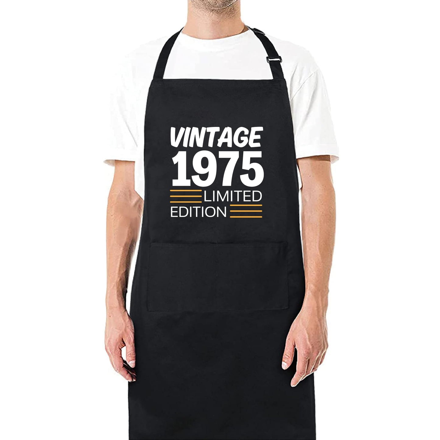 49Th Birthday Gift for Men or Women Born in 1975 Limited Edition Apron Kitchen Apron Gift for Him Her Aprons for Mens Dad Apron Chef Apron BBQ Apron Father Day Gift Black Apron