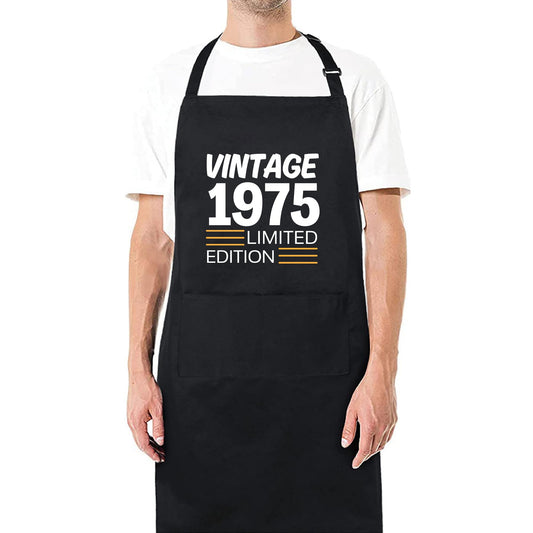 49Th Birthday Gift for Men or Women Born in 1975 Limited Edition Apron Kitchen Apron Gift for Him Her Aprons for Mens Dad Apron Chef Apron BBQ Apron Father Day Gift Black Apron - Top Tee
