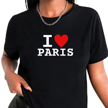 Be Buz I Love Paris T-Shirt Unisex Graphic Tee with Classic Heart Design Trendy France Souvenir Shirt for Men and Women French City Pride Tee - Top Tee