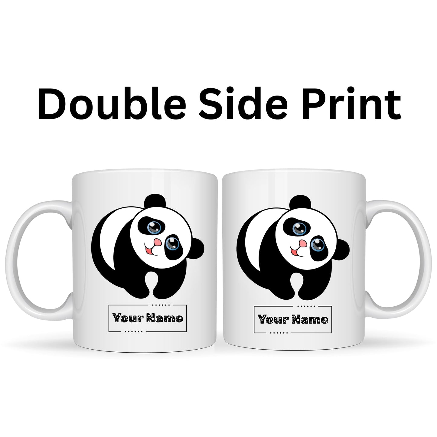 Personalized Panda Mug – Custom Name Ceramic Coffee Cup – Cute Panda Bear Lover Gift for Kids, Friends and Animal Lovers – 11oz