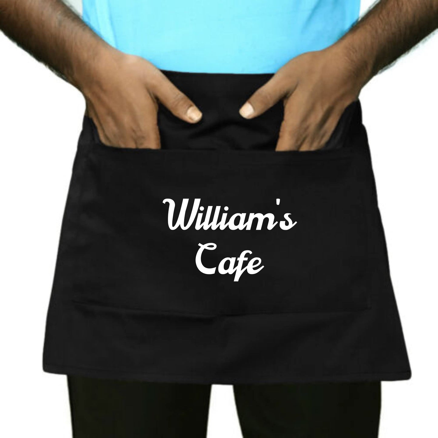 Personalised Short Apron Customised Half Waist Aprons Printed Aprons for Men Women Waitress Bar Pub Novelty Chef Gift for Her Him Dad