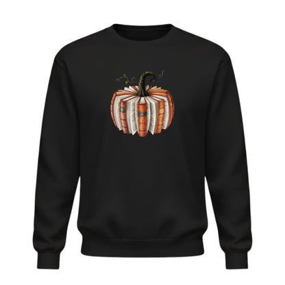 Be Buz Fall Book Pumpkin Halloween Sweatshirt – Book Lover Autumn Crewneck Pullover – Bookish Pumpkin Graphic Sweatshirt for Women and Men – Spooky Season - Top Tee
