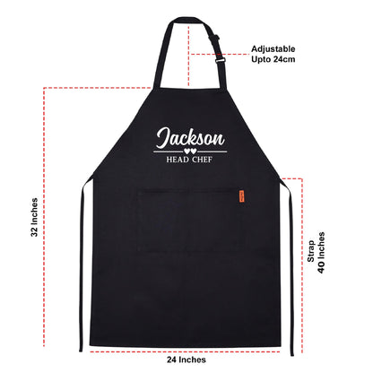 Personalized Head Chef Apron - Custom Kitchen Apron Gift for Him Her Aprons for Mens Dad Apron Chef Apron Kitchen Apron BBQ Apron Father Day Gift Black Apron