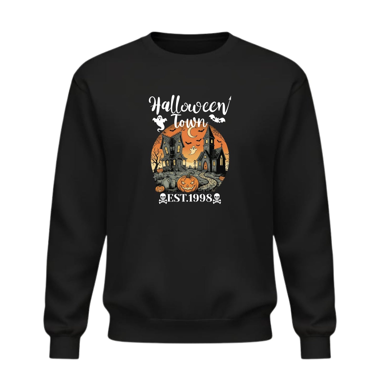 Be Buz Halloween Town Est. 1998 Vintage 90s Style Graphic Sweatshirt – Halloween University Crewneck Pullover – Spooky Season Unisex Sweatshirt - Top Tee