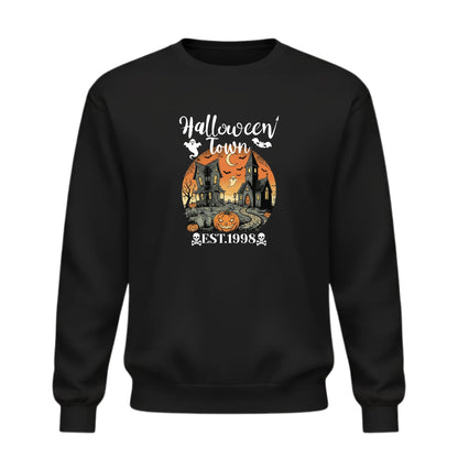 Be Buz Halloween Town Est. 1998 Vintage 90s Style Graphic Sweatshirt – Halloween University Crewneck Pullover – Spooky Season Unisex Sweatshirt - Top Tee