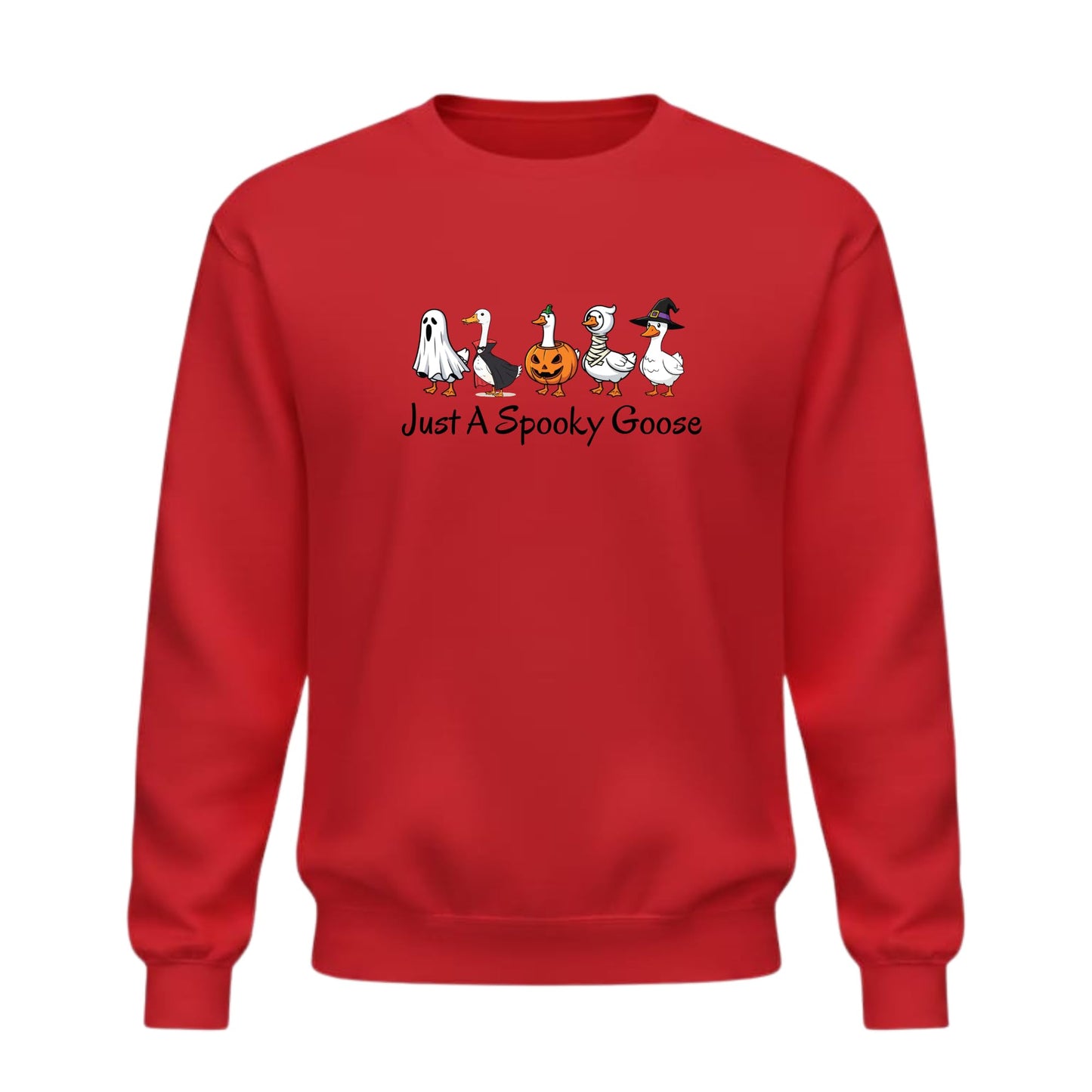 Be Buz Halloween Funny Goose Sweatshirt – Just a Spooky Goose Skeleton Graphic Sweatshirt – Spooky Season Crewneck Pullover for Men and Women - Top Tee