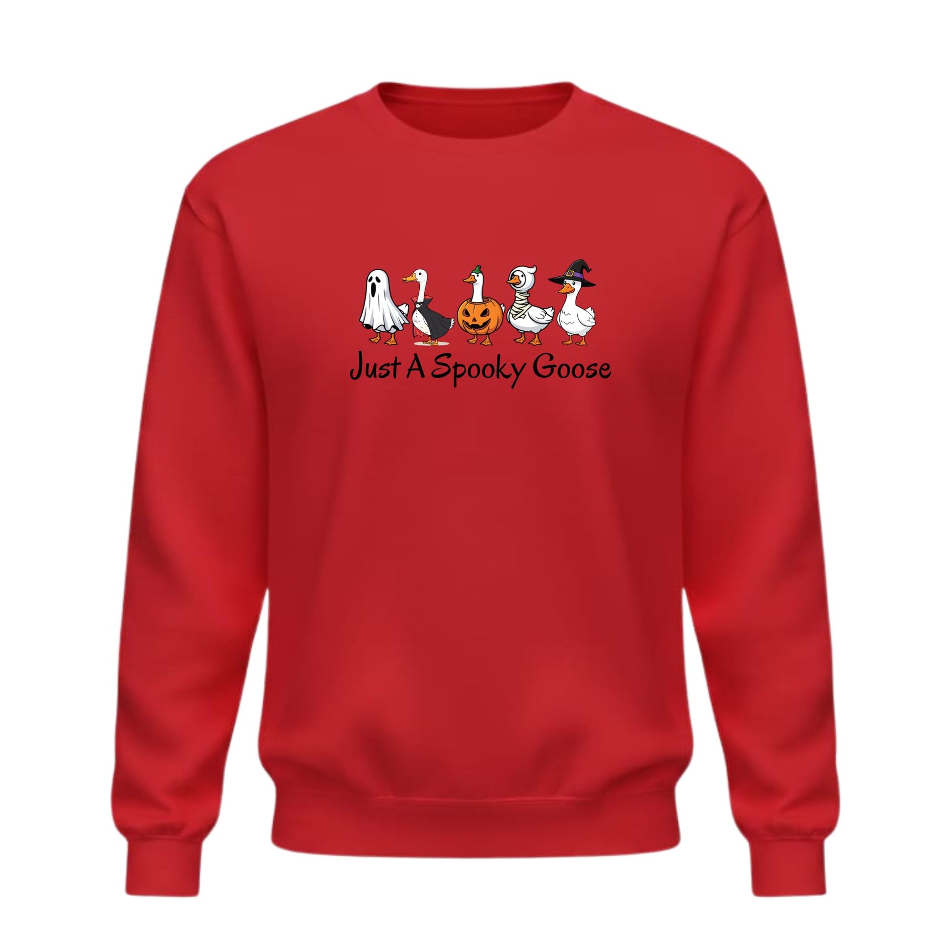 Be Buz Halloween Funny Goose Sweatshirt – Just a Spooky Goose Skeleton Graphic Sweatshirt – Spooky Season Crewneck Pullover for Men and Women - Top Tee