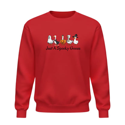 Be Buz Halloween Funny Goose Sweatshirt – Just a Spooky Goose Skeleton Graphic Sweatshirt – Spooky Season Crewneck Pullover for Men and Women - Top Tee