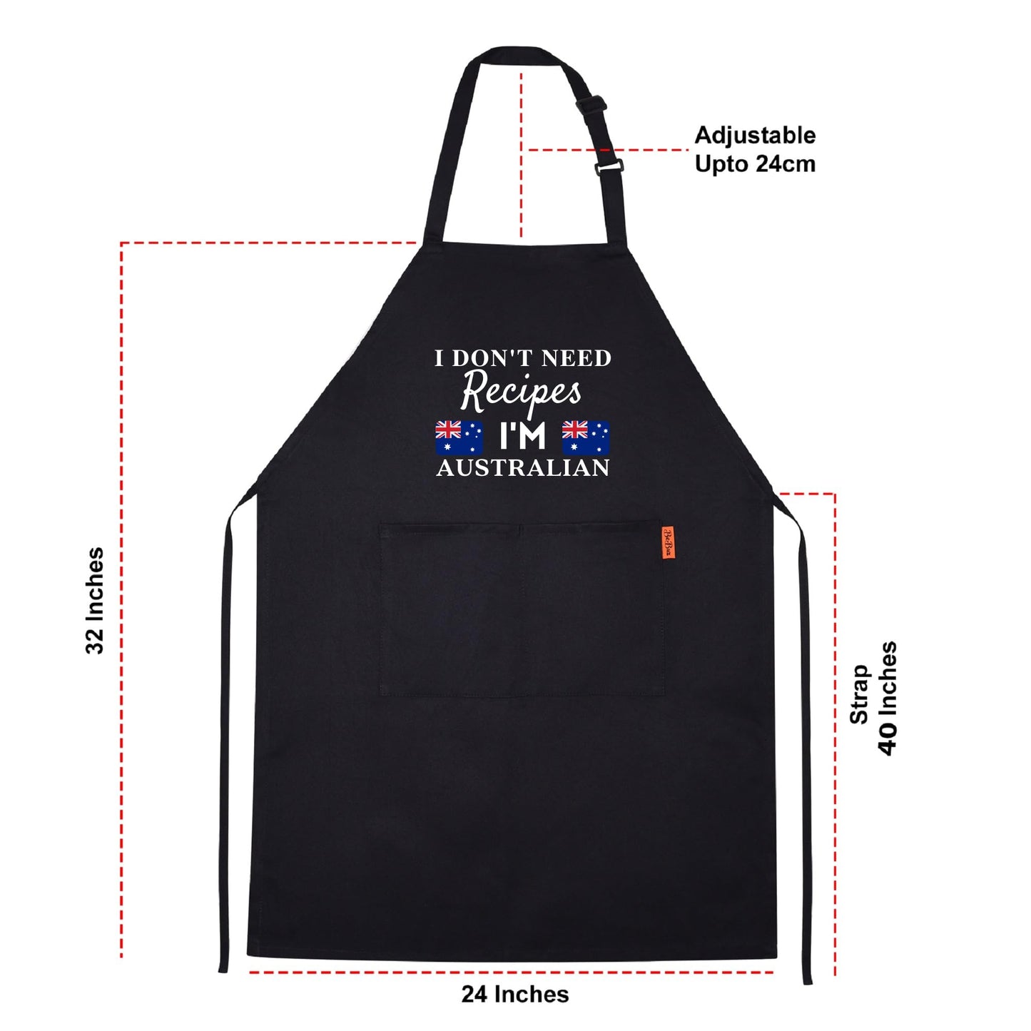 I Don't Need Recipes, I'm Australian Adjustable Long Apron with two Pockets Chefs Home Cooks Cooking, Kitchen, and Grilling BBQ Apron gift for him her