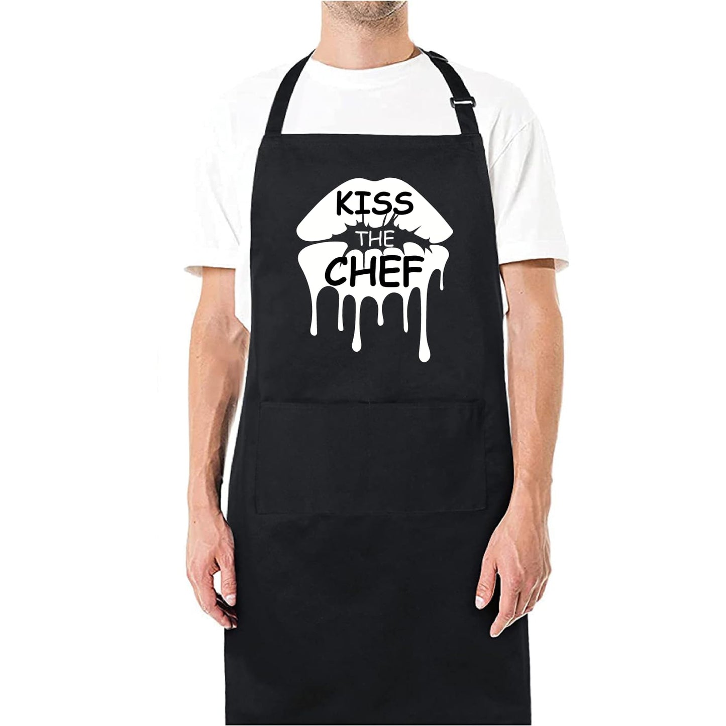 Kiss The Chef Funny Aprons for men Printed Apron Gift for Her Chef Apron Kitchen Apron BBQ Apron Gift Baking Apron Father Day Gift