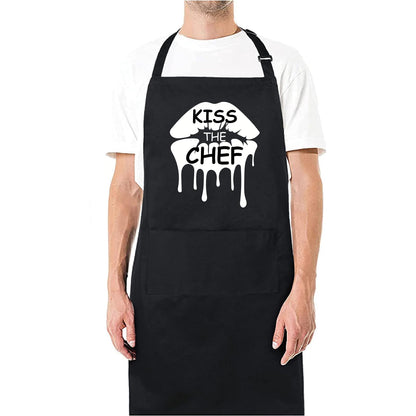 Kiss The Chef Funny Aprons for men Printed Apron Gift for Her Chef Apron Kitchen Apron BBQ Apron Gift Baking Apron Father Day Gift