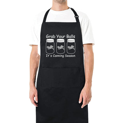 Grab Your Balls It's Canning Season - Cute and Funny Canning Apron for Women and Men with 2 Pockets Gifts for Mom Nana Wife Best Friends gift for him cooking apron