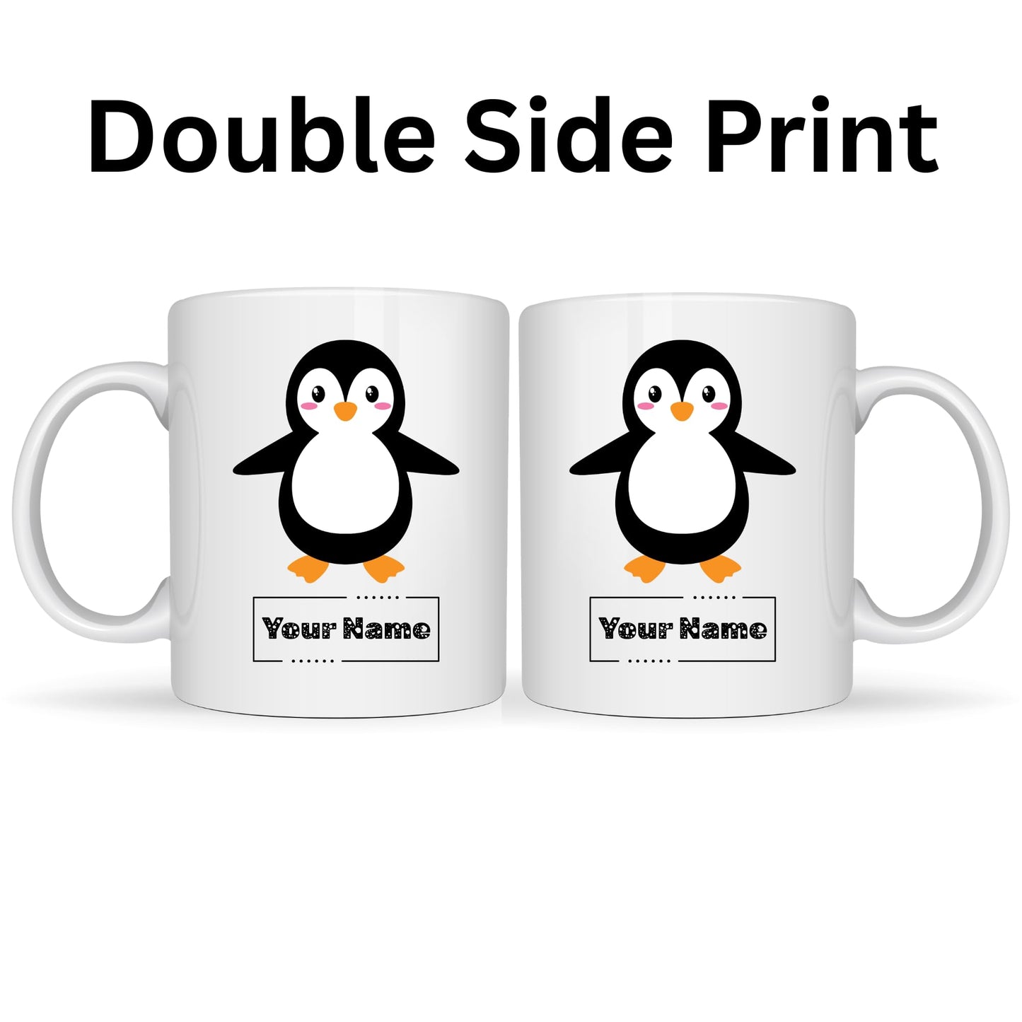 Personalized Penguin Mug – Custom Name Ceramic Coffee Cup – Cute Animal Gift for Winter Lovers, Friends and Teachers – 11oz