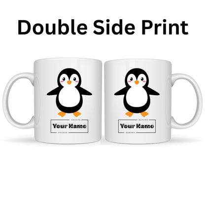 Personalized Penguin Mug – Custom Name Ceramic Coffee Cup – Cute Animal Gift for Winter Lovers, Friends and Teachers – 11oz