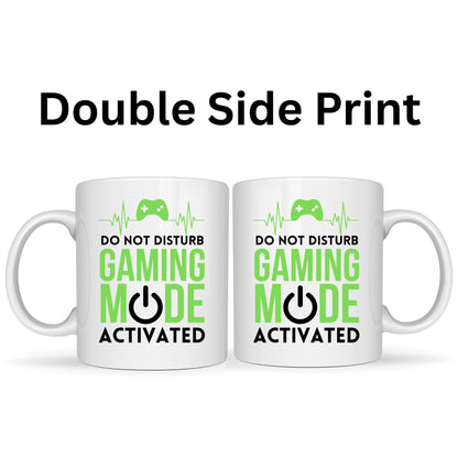 Be Buz Do Not Disturb Gaming Mode Activated Mug – Funny Gaming Coffee Mug for Gamers – 11oz White Ceramic Coffee Cup