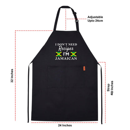 Be Buz I Don't Need Recipes, I'm Jamaican Adjustable Long Apron with two Pockets Chefs Home Cooks Baking Cooking Kitchen Grilling and BBQ Apron gift for him her - Top Tee