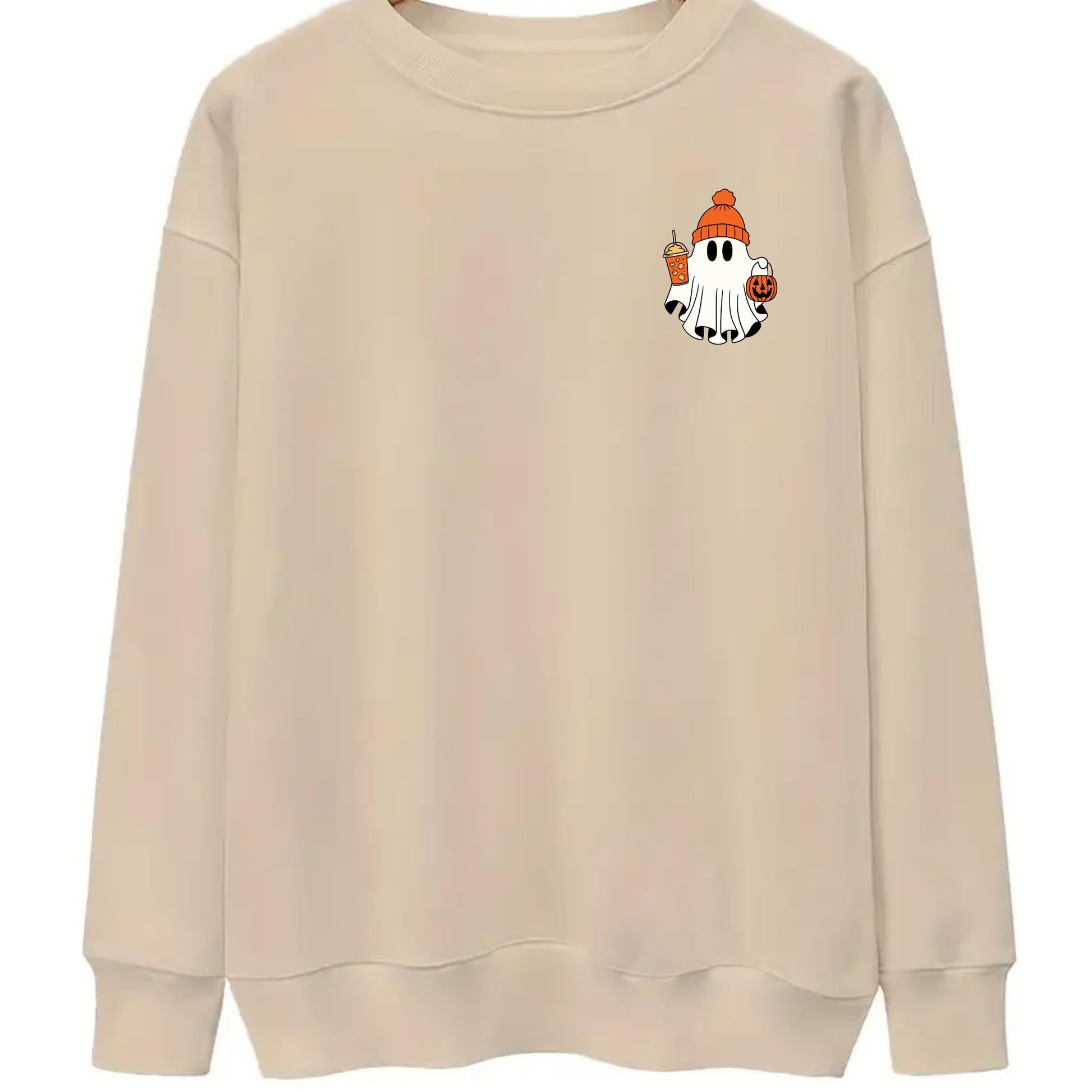Be Buz Spooky Season Ghost Sweatshirt Halloween Pocket Size Ghost Pullover Unisex Sweatshirt October Crewneck - Top Tee