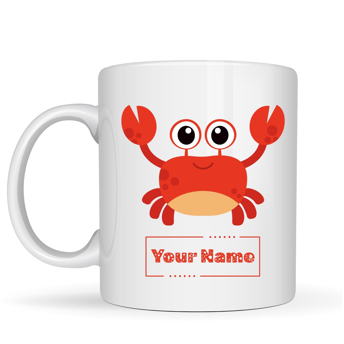 Personalized Red Crab Mug – Custom Name Ceramic Coffee Cup – Ocean Sea Animal Gift for Kids, Beach Lovers and Summer Fun – 11oz