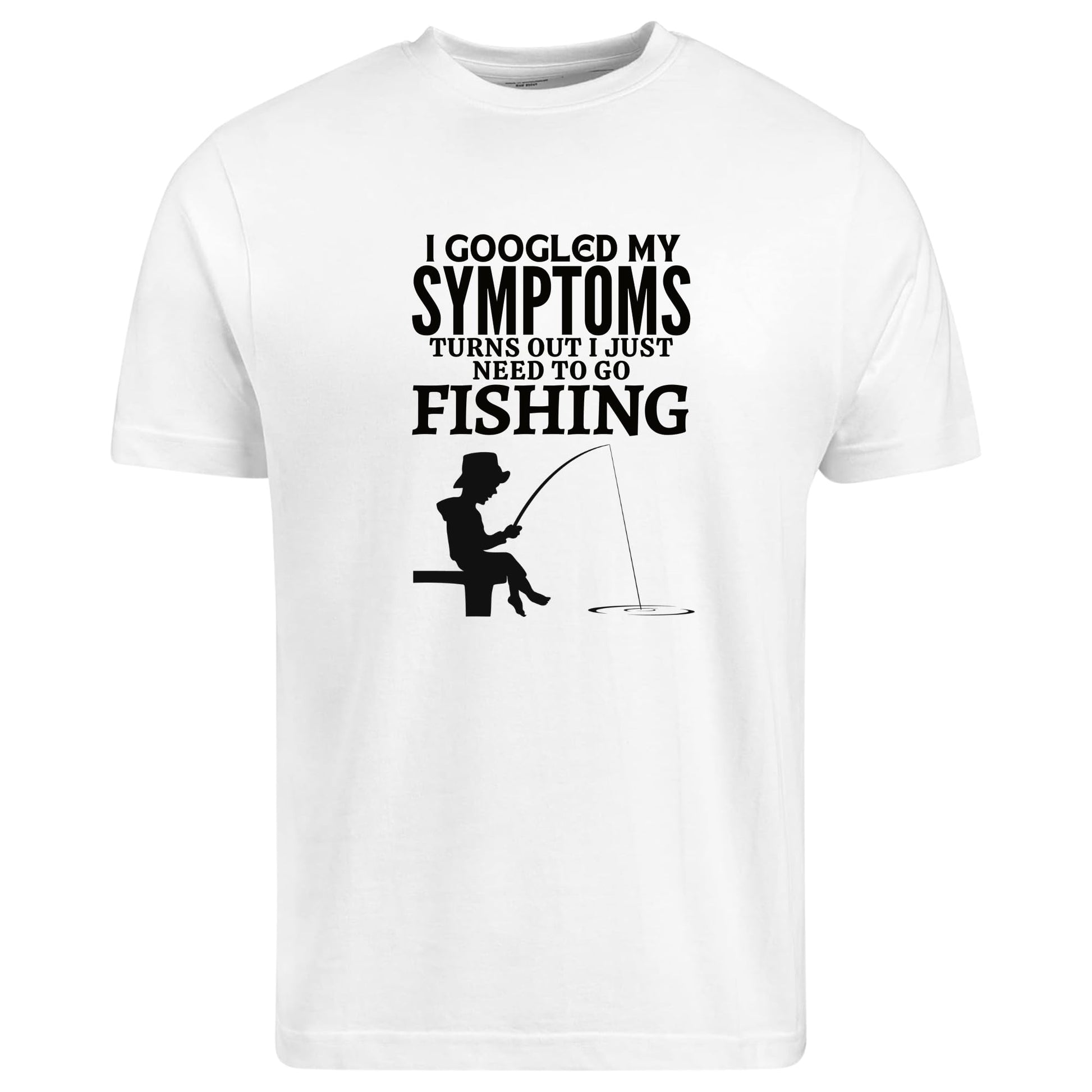 Be Buz Funny Fishing T-Shirt for Men 'I Googled My Symptoms Turns Out I Just Need to Go Shirt' Sarcastic Humor Gift for Fishermen - Top Tee
