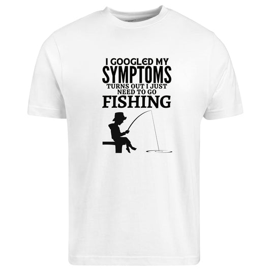 Be Buz Funny Fishing T-Shirt for Men 'I Googled My Symptoms Turns Out I Just Need to Go Shirt' Sarcastic Humor Gift for Fishermen