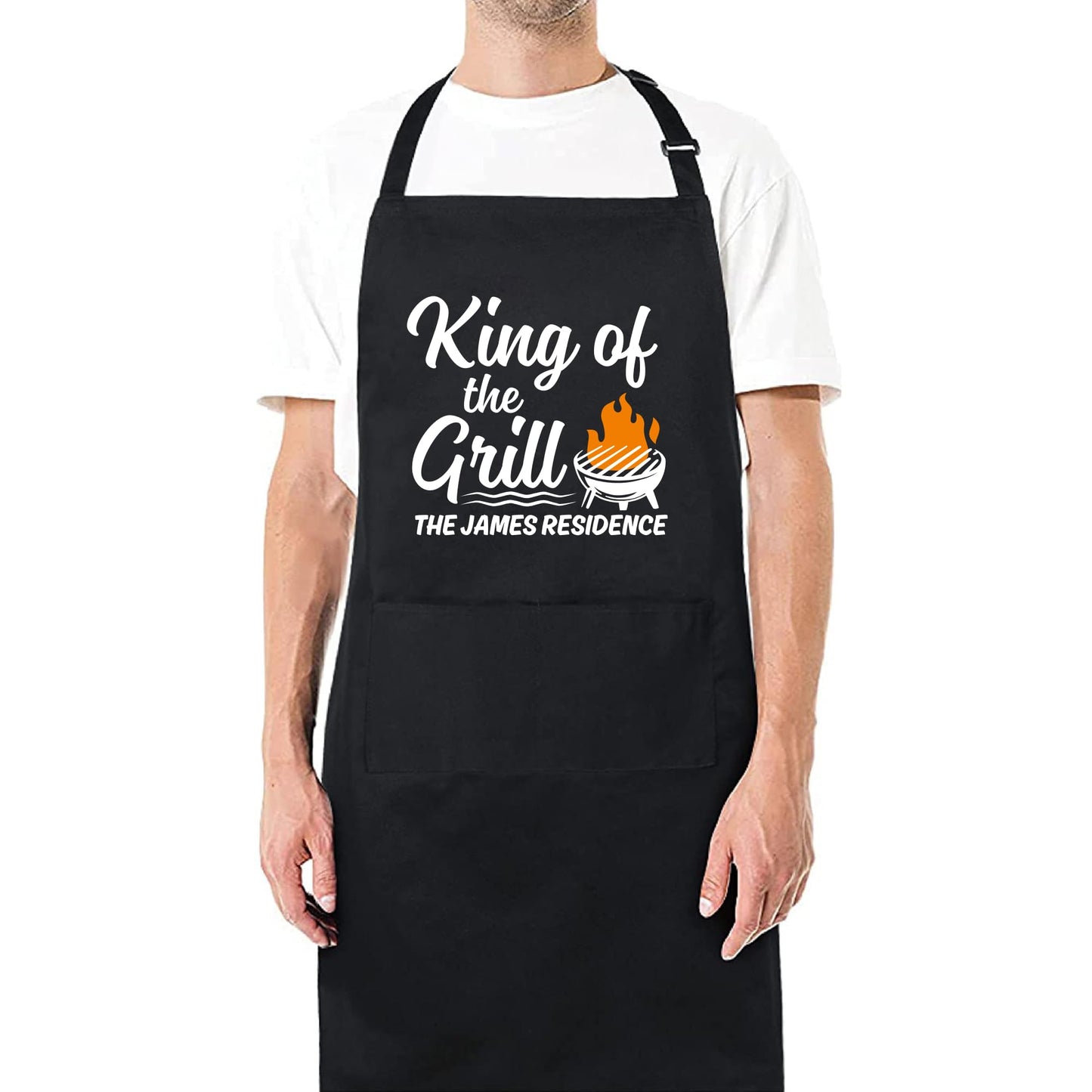 Custom Grill Apron - BBQ Aprons for Men, Gift for Him, Dad Apron for Grilling Birthday BBQ gift for men Apron with Adjustable Straps and Two Pockets Personalized BBQ Apron