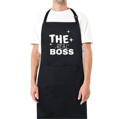 The Real Boss Funny Aprons for men Printed Apron Gift for Her Chef Apron Kitchen Apron BBQ Apron Gift Baking Apron Father Day Gift