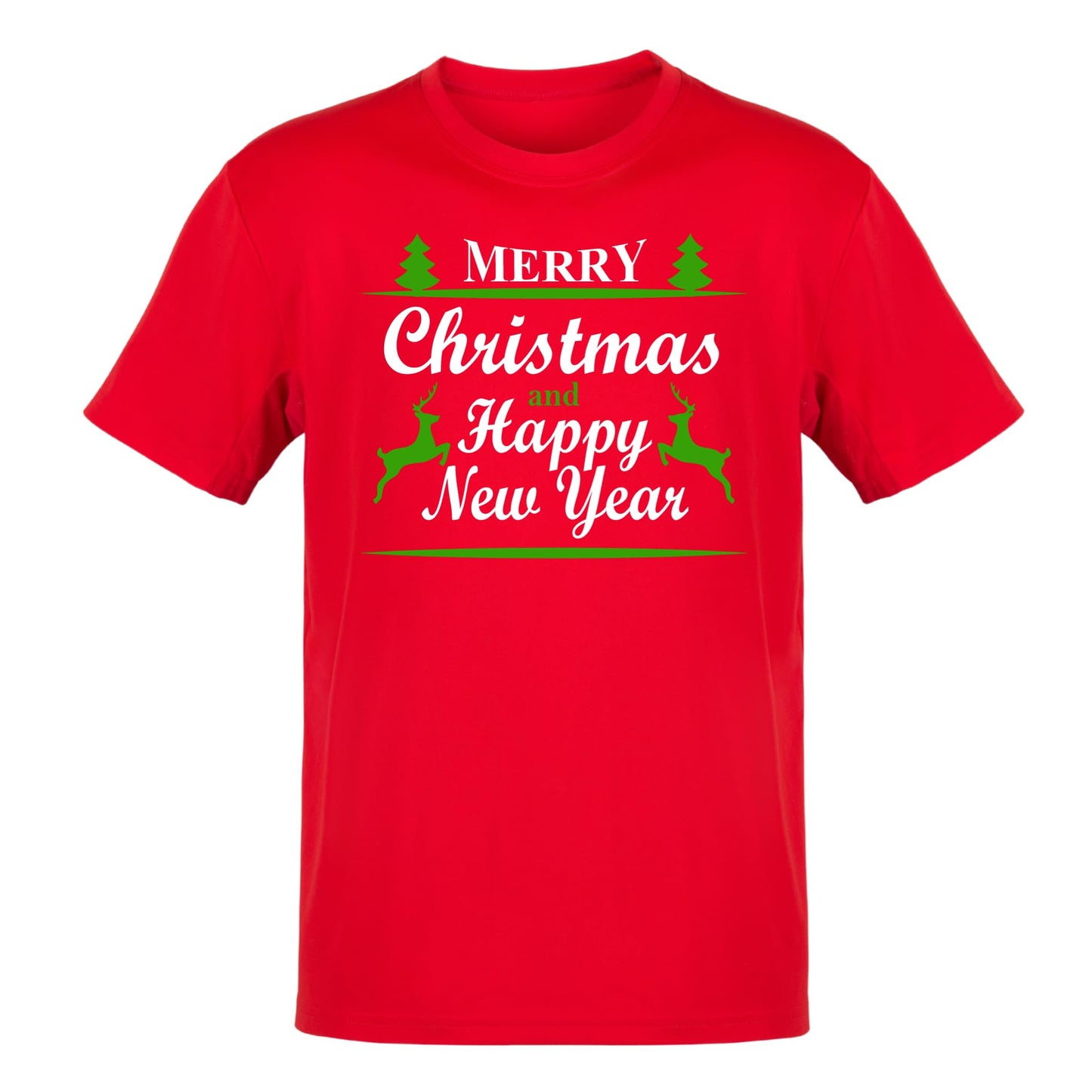Merry Christmas and Happy New Year 2024 Jingle Bells Printed Adults Unisex Men Women Cotton Crew Neck Casual T-Shirt - Top Tee