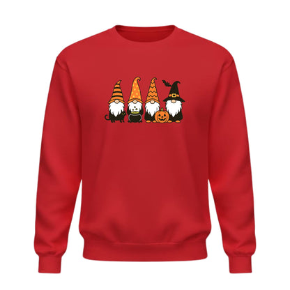 Be Buz Halloween Gnomes Crewneck Sweatshirt – Funny Fall Pumpkin and Cat Witch Hat Graphic Pullover – Spooky Season for Men and Women Autumn Top - Top Tee