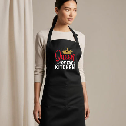 Queen of the Kitchen Funny Apron for Womens Mom Aprons Gift for Him Her Chef Apron Kitchen Apron BBQ Apron Grill Apron Mother Day Gift Black Apron