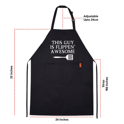 This Guy is Flipping Awesome Hilarious BBQ and Cooking Apron for Men and Women Gift for Chef and Food Lovers Funny Kitchen Apron for Cooking, Grilling, Baking