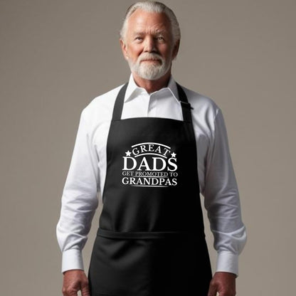 Great Dads Get Promoted to Grandpas Funny Aprons for Mens Dad Aprons Gift for Him Chef Apron Grandpa Apron Kitchen Apron BBQ Apron Grill Apron Father Day Gift Black Apron