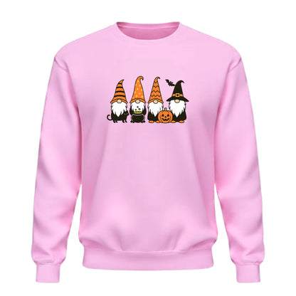Be Buz Halloween Gnomes Crewneck Sweatshirt – Funny Fall Pumpkin and Cat Witch Hat Graphic Pullover – Spooky Season for Men and Women Autumn Top - Top Tee