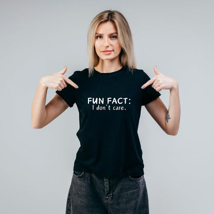 Fun Fact: I Don't Care. Funny Printed Black Adults Unisex Men Women Summer Winter Cotton Crew Neck Casual T-Shirt - Top Tee