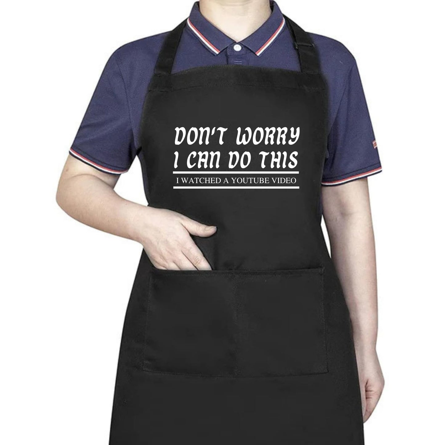 Dont Worry I can Do This Funny Aprons for Men adjustable bib apron with pockets for cooking black chef apron