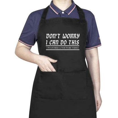 Dont Worry I can Do This Funny Aprons for Men adjustable bib apron with pockets for cooking black chef apron
