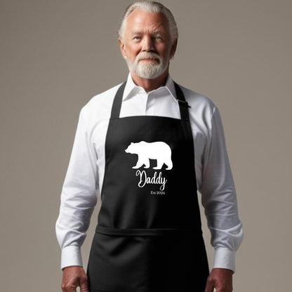 Daddy Bear Funny Aprons for Mens Dad Aprons Gift for Him Chef Apron Bear Dad Apron Kitchen Apron BBQ Apron Grill Apron Father Day Gift Black Apron