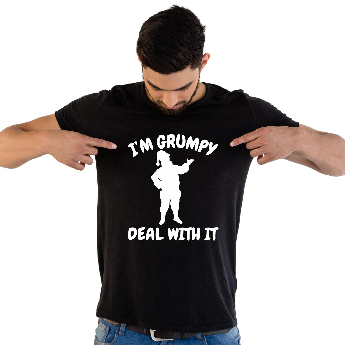 I'm Grumpy Deal with It Funny Printed Black Adults Unisex Men Women Summer Winter Cotton Crew Neck Casual T-Shirt - Top Tee