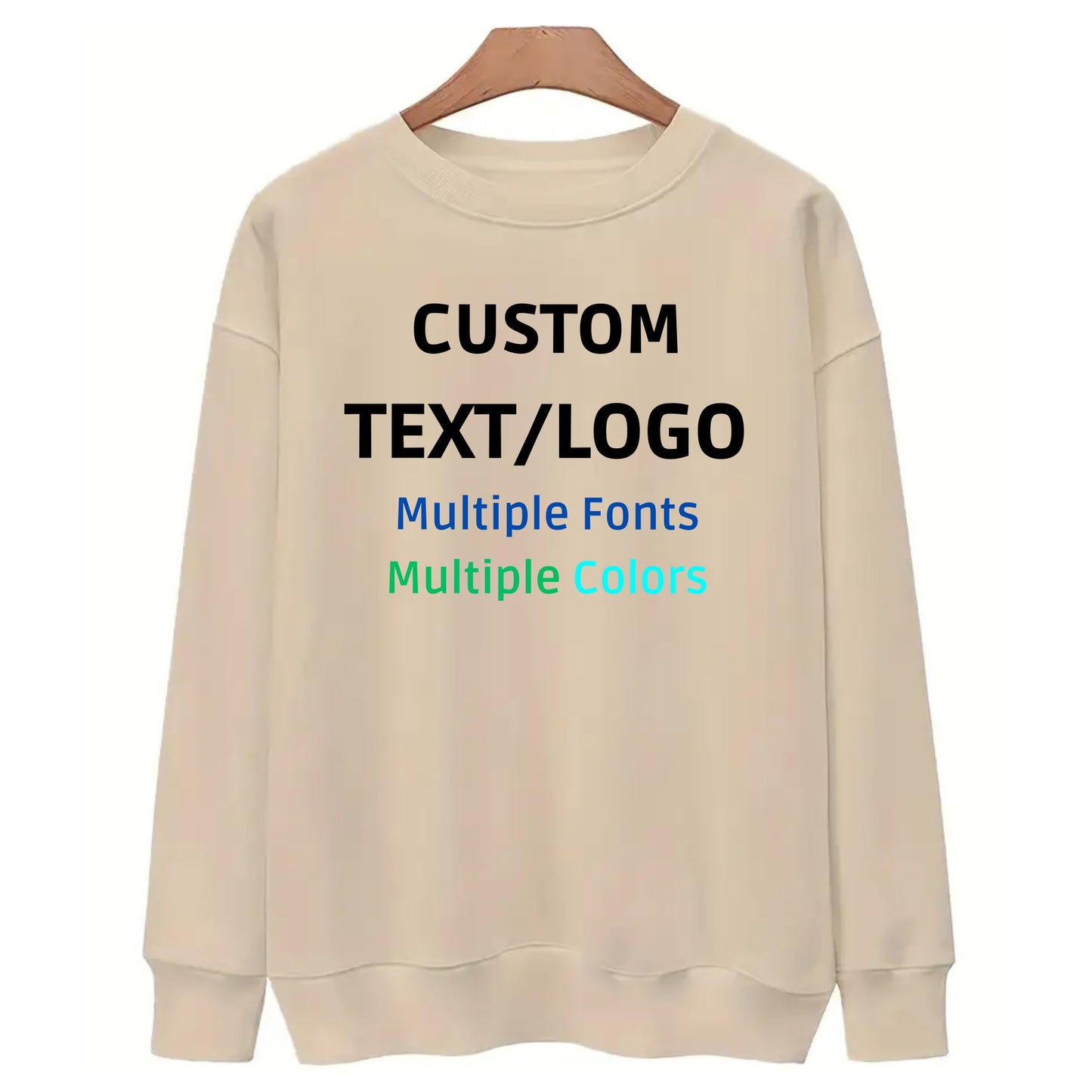 Be Buz Custom Sweatshirt with Your Text, Image, or Logo Personalized Unisex Crewneck Custom Gift for him her Pullover for Business Events, Matching Outfits - Top Tee